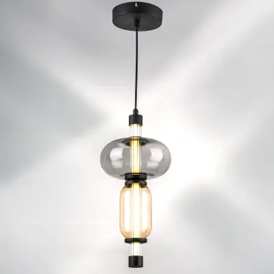 737527 Люстра EMISFERO 8W LED 250LM G ЧЕРНЫЙ/ПРОЗРАЧНЫЙ+ЯНТАРЬ 3000K Lightstar