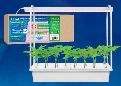 ULT-P44D-10W/SPLE IP20 AQUA SIMPLE WHITE Набор для гидропоники "Минисад AQUA SIMPLE", светильник для растений светодиодный с подставкой. Спектр для фотосинтеза. Белый. TM Uniel