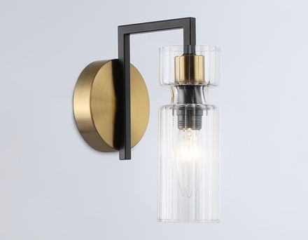 Светильник настенный LH56119 BK/BS/CL черный/латунь/прозрачный E14 max 40W 150*100*210