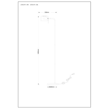 Торшер Arte Lamp SEBASTIAN A7051PN-1BK, 1хE14