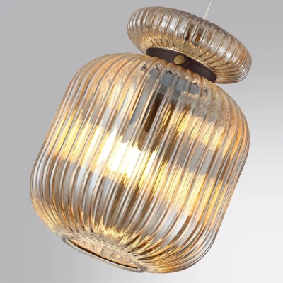 5042/1A PENDANT ODL24 373 античн.бронза/янтарный/металл/стекло/эко.кожа Подвес E27 1*60W JUGI
