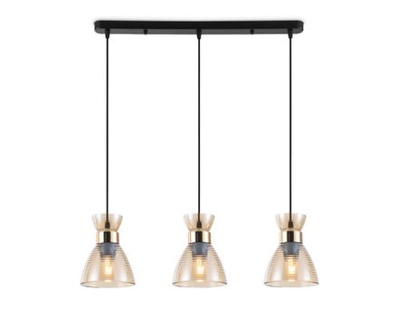 Светильник подвесной TR3404/3 BK/FGD/TI черный/золото/янтарь E27/3 max 60W 550*135*1000