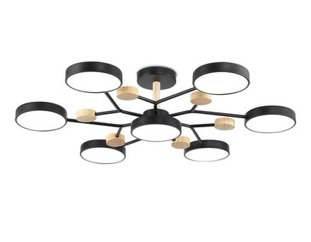 Светильник светодиодный подвесной FL4866/7 BK/WD черный/дерево 126W 3000-6000K D830*190 (без ПДУ)