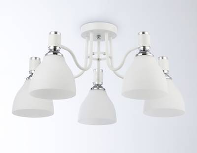 Светильник потолочный TR303305/5 WH/CH/FR белый/хром/белый матовый E27*5 max 60W D600*270