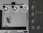 Настенно-потолочный спот в стиле лофт TR8622/3 BK/CH черный/хром E27*3 max 40W 460*91*175