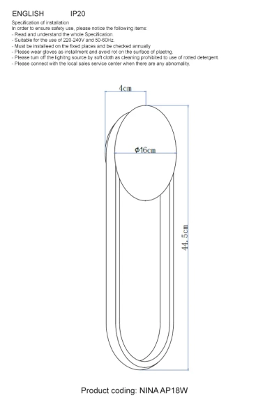 Бра Crystal Lux NINA AP18W LED BRASS 3410/401
