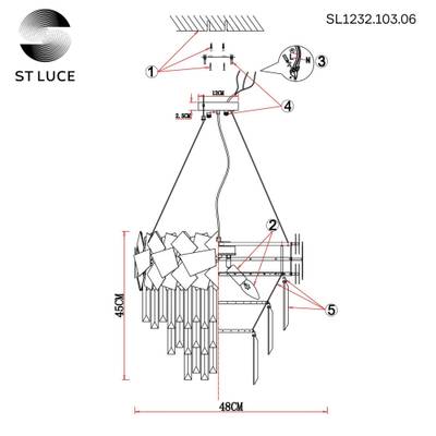 SL1232.103.06 Светильник подвесной ST-Luce Хром/Прозрачный, Хром E14 6*60W