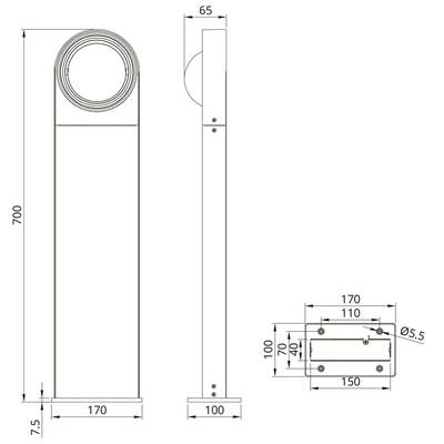 Ландшафтный светильник Arte Lamp SAN FRANCISCO A1831PA-1BK, 1хLED