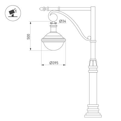 Светильник OXOR-AMPIL-BUE - 395x400-50W Day4000 (BK, 120 deg, 230V) IP65 (Arlight, -)