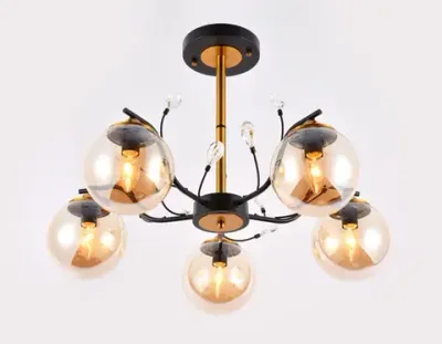 Подвесная люстра TR9072/5 BK/TI черный/янтарь E14 max 40W D620*420