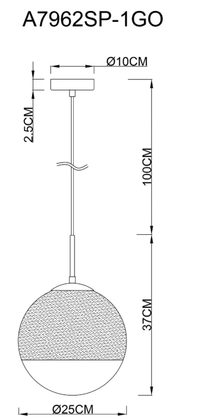 Подвесной светильник Arte Lamp JUPITER gold A7962SP-1GO, 1хE27