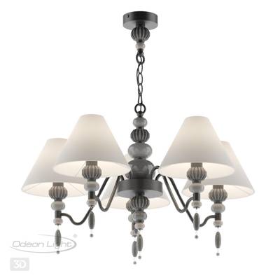 4896/5 MODERN ODL_EX23 161 черный матов./серый/молочный металл/керамика/ткань Люстра E14 5*40W SOCHI