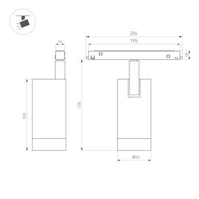 Светильник MAG-ORIENT-SPOT-R45-12W Warm3000 (BK, 24 deg, 48V, DALI) (Arlight, IP20 Металл, 5 лет)