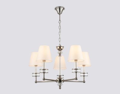 Светильник подвесной LH71001/5 BN/WH никель/белый E14*5 max 40W D670*1130