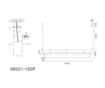 Подвес Аника черный w150*10 h200 Led 32W (3000K)