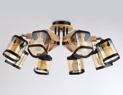 Подвесная люстра TR9530/8 BK/GD/TI черный/золото/янтарь E27*8 max 40W D790*260