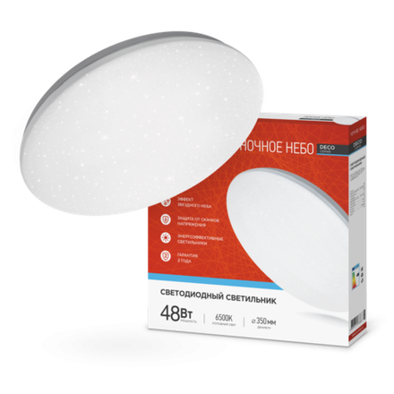 Светильник светодиодный DECO НОЧНОЕ НЕБО 48Вт 6500К 4320лм 230В 380х55мм IN HOME 4690612038667