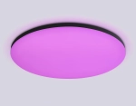 Потолочный светодиодный светильник с Wi-Fi Яндекс Алисой/Tuya/Smart Home/Alexa FZ2005 BK черный IP54 25W 3000K-6500K+RGB D370*55 (ПДУ ИК)