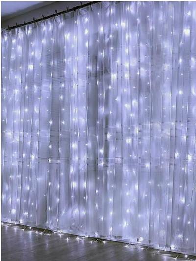 A-972 W cветовой занавес "Роса", 3х3м, провод серебристый, 300LED, USB-контроллер, ПДУ