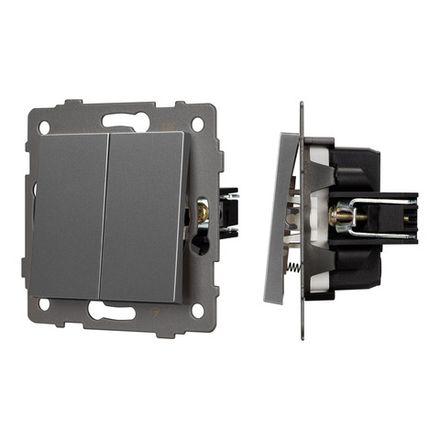 Механизм выключателя двухклавишный самовозвратный SWT-MKR2-PL-GR-V (250V, 10A) (Arlight, -)