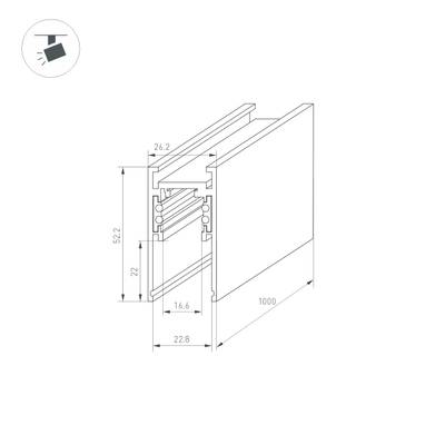Трек MAG-ORIENT-TRACK-2652-1000 (BK) (Arlight, IP20 Металл, 3 года)