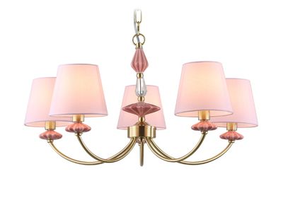 Светильник подвесной LH75024/5 GD/PI золото/розовый E14/5 max 40W D700*780