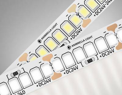 Светодиодная лента GS3402 2835 240Led/ 20W m/ 24V IP20 4500K/ 5000*10*1.2mm/ кратность резки 25mm (2 конт.)
