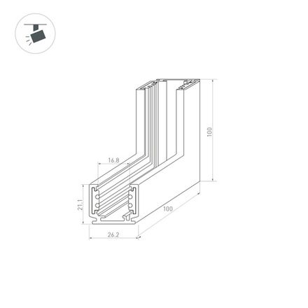 Коннектор угловой MAG-ORIENT-CON-2620-L90-INT (WH, внутренний) (Arlight, IP20 Металл, 3 года)