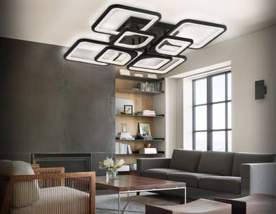 Светильник потолочный светодиодный с пультом FA4424/4+4 BK черный 150W 3000K+6400K/4200K/6400K+3000K 580*580*120 (ПДУ ИК)