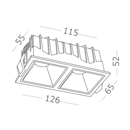 ST757.438.20 Св-к встр. Белый LED 2*10W 60° IP20 L65xW126xH52 85-265V В комплекте