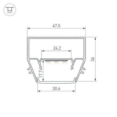 Профиль STRETCH-S-35-CEIL-CENTER-2000 (GAMMA35) (Arlight, Алюминий)
