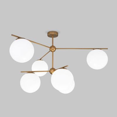 Умный потолочный светильник со стеклянными плафонами 60147/6 латунь