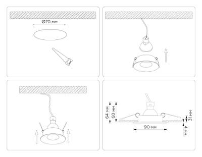 Светильник встраиваемый TN102809 BK черный GU5.3 D90*35