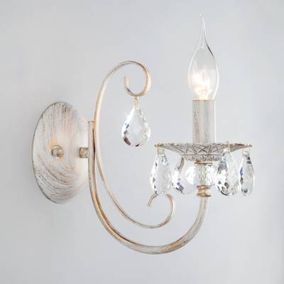 Бра с хрусталем 3305/1 белый с золотом / прозрачный хрусталь