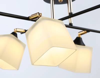 Светильник подвесной TR303089/6 BK/FGD/FR черный/золото/белый матовый E27/6 max 40W 800*580*250