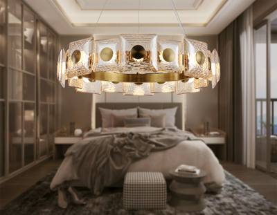 Светильник светодиодный подвесной LH31027 BS/TI латунь/янтарь 72W 3000K D700*150