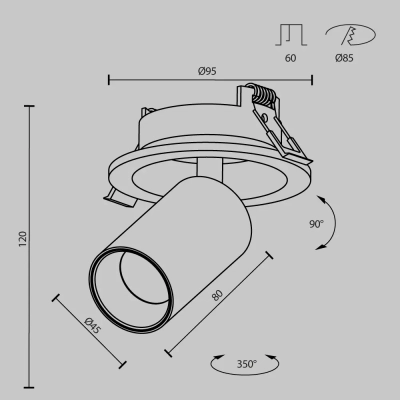 Встраиваемый светильник Фокус / FOCUS LED 7 Вт 4000 К 50°, C071CL-7W4K-B. TM Maytoni