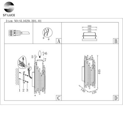 SL1629.301.01 Бра ST-Luce Латунь/Белый E14 1*40W