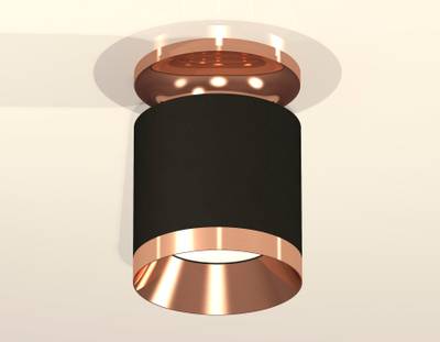 Комплект накладного светильника XS7402121 SBK/PPG черный песок/золото розовое полированное MR16 GU5.3 (N7930, C7402, N7035)