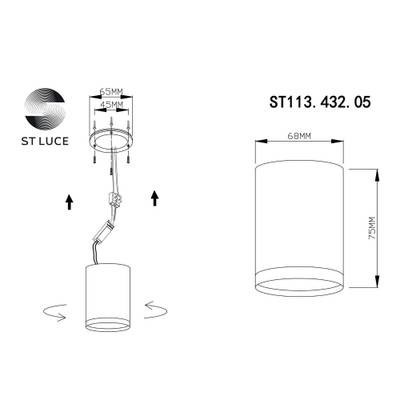 ST113.432.05 Светильник потолочный Черный LED 1*5W 3000K 390Lm Ra&gt;80 120° IP20 D68xH75 170-240V