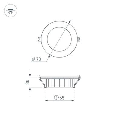 Светодиодный светильник LTM-R70WH-Frost 4.5W Warm White 110deg (Arlight, IP40 Металл, 3 года)