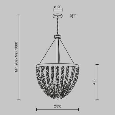 Подвесной светильник Intrigue E14х6 MOD440PL-06BS. TM Maytoni