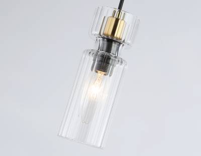 Светильник подвесной LH56111 BK/BS/CL черный/латунь/прозрачный E14 max 40W D65*1500