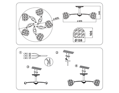 Потолочная люстра TR3064/5 SB/FR бронза/белый матовый E27/5 max 40W D615*245