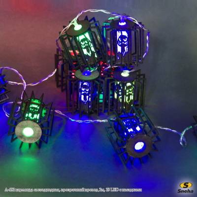 A-482 гирлянда светодиодная, прозрачный провод 2м, 10 LED с насадками