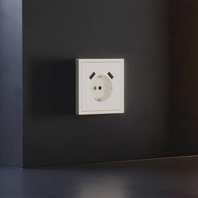 VLS000913 Накладка для розетки с заземлением и защитными шторками, с USB A+A, S70 (хлопок). (ТМ Maytoni)