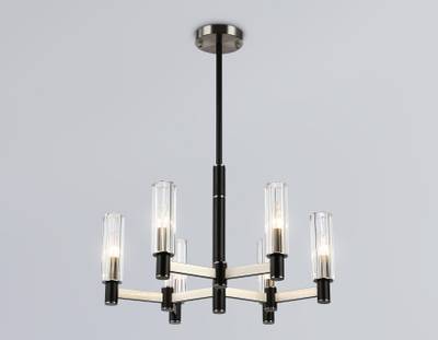 Светильник на штанге LH55501/6 SN/BK/CL сатин никель/черный/прозрачный E14*6 max 40W D570*760