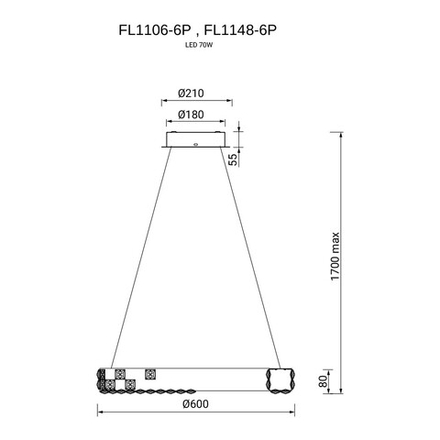 Люстра подвесная Elegance Gold FL1106-6P, LED