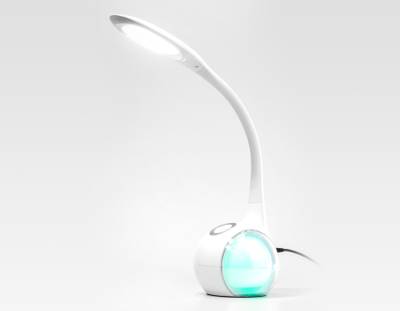 Светодиодная настольная лампа с RGB подсветкой DE532 WH белый LED 4200K+RGB 7.5W