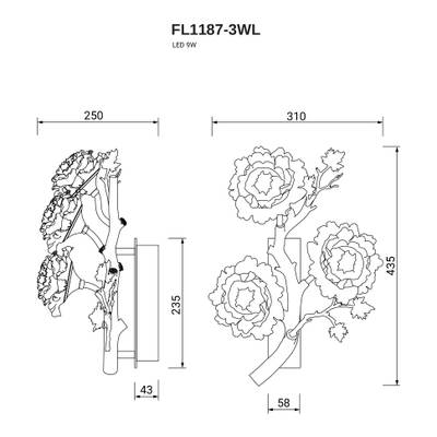 Настенный светильник Pristine Left FL1187-3WL, LED